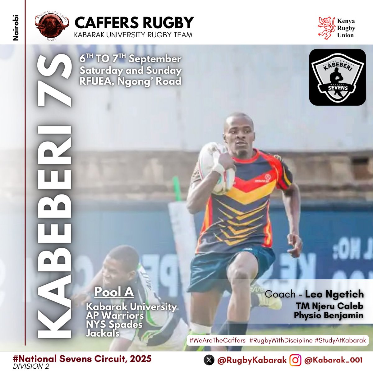 RugbyKabarak's tweet photo. Two to go. One this weekend. Catch us live at the #SportPesa7s #Kabeberi this weekend. City boys, get ready for the uptown boysπ¦¬
#KabarakRugby
#WeAreCaffers
#RugbyWithDescipline
#StudyAtKabarak
#RugbyKe https://t.co/cb57VEbzUp