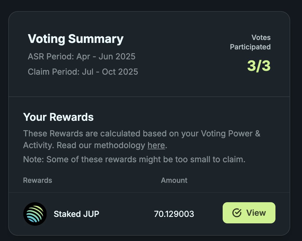 ZPackert's tweet image. 去 @jup_portfolio  链接钱包，惊喜发现 @JupiterExchange 的投票空投可以领了
@GiveRep