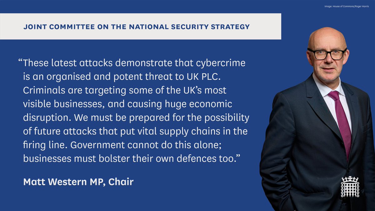 Joint Committee on the National Security Strategy (@jointcttenss) on Twitter photo Our Chair, <a href="/MattWestern_/">Matt Western MP πΉ π¬π§π¨π¦</a>, has responded to the news that Jaguar Land Rover has been targeted in a cyber attack. Our Chair, <a href="/MattWestern_/">Matt Western MP πΉ π¬π§π¨π¦</a>, has responded to the news that Jaguar Land Rover has been targeted in a cyber attack.