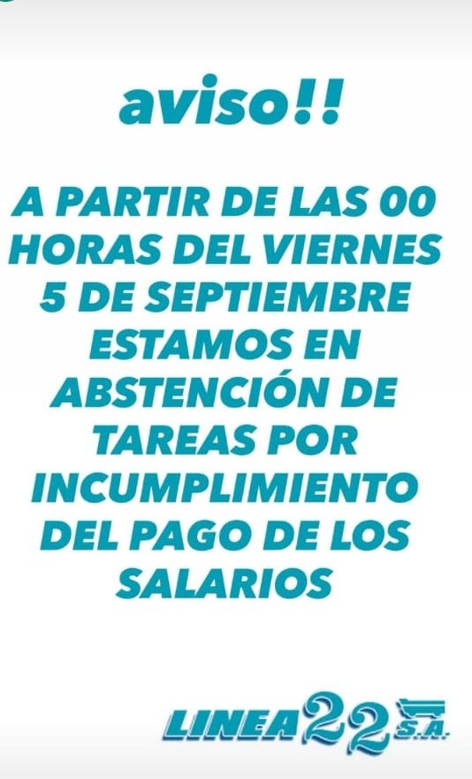 Paro de las lineas  #Linea22 #Linea148 por falta de pago de sueldos   via <a href="/formulabondi/">Formula Bondi</a>