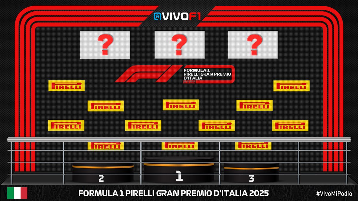#F1 🇮🇹 #ItalianGP 1⃣2⃣3⃣ ⁉️

📅16º Fecha de #VivoMiPodio ! 🥳

Responde cual es tu Pole y podio de la Carrera!

⚠️ Recuerden poner el hashtag #VivoMiPodio

✅En este Orden!⬇️

Pole: 5 Pts

1°: 15 Pts
2°: 18 Pts
3°: 25 Pts

⚠️ATENCIÓN⚠️: Tenés tiempo para dejar tu podio MINUTO