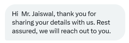 Pee_Jay278's tweet photo. Okay @AkasaAir  just a tiny correction. it’s Ms. Jaiswal, not Mr. 😅 Thanks for the quick response🤞 https://t.co/jjqVqqq7QN