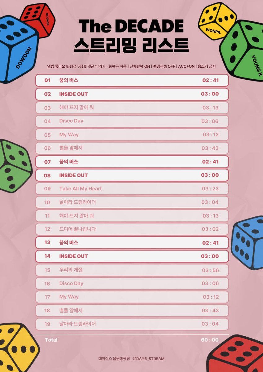 🎧 <The DECADE> 스트리밍 리스트 원클릭 바로 담기

📌 중복곡 포함 담기 ON  /  링크 순서대로 모두 클릭해서 담기

🔗 끊김없이 스트리밍 멜론 뮤직웨이브
kko.kakao.com/M8ktuINCyT

▪️멜론 Android • iOS • iPad
1) tinyurl.com/m2j69c8w
2) tinyurl.com/2m3c323w
3)