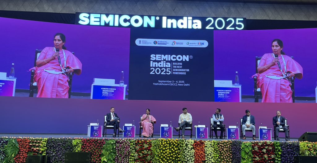 GSEM (@gsem_dst) on Twitter photo At #SemiconIndia2025, Ms. P. Bharathi, IAS Secretary <a href="/dstGujarat/">Department of Science & Technology, Gujarat</a> represented Gujarat in the panel on ‘States Implementing Semiconductor Projects’, highlighting the State’s proactive role in India’s semiconductor journey. #Gujarat. At #SemiconIndia2025, Ms. P. Bharathi, IAS Secretary <a href="/dstGujarat/">Department of Science & Technology, Gujarat</a> represented Gujarat in the panel on ‘States Implementing Semiconductor Projects’, highlighting the State’s proactive role in India’s semiconductor journey. #Gujarat.
