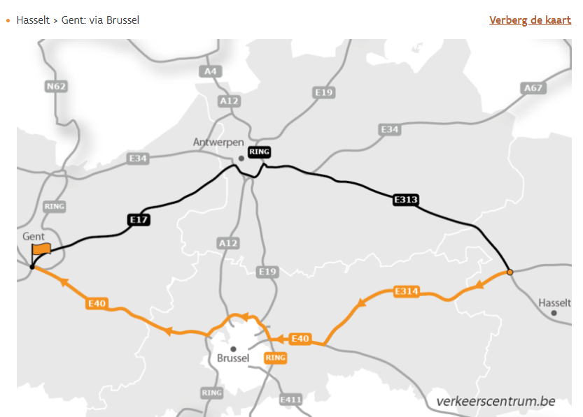 verkeerscentrum's tweet photo. #Ring2 (R1) #E313  ongevallen veroorzaken grote verkeersdrukte rond Antwerpen.  Routeadvies voor lange afstand:
- Gent > Hasselt: via Brussel
- Hasselt > Gent: via Brussel

Meer routeadvies op https://t.co/DfyK6oZbUN https://t.co/CHXTyuGBzX