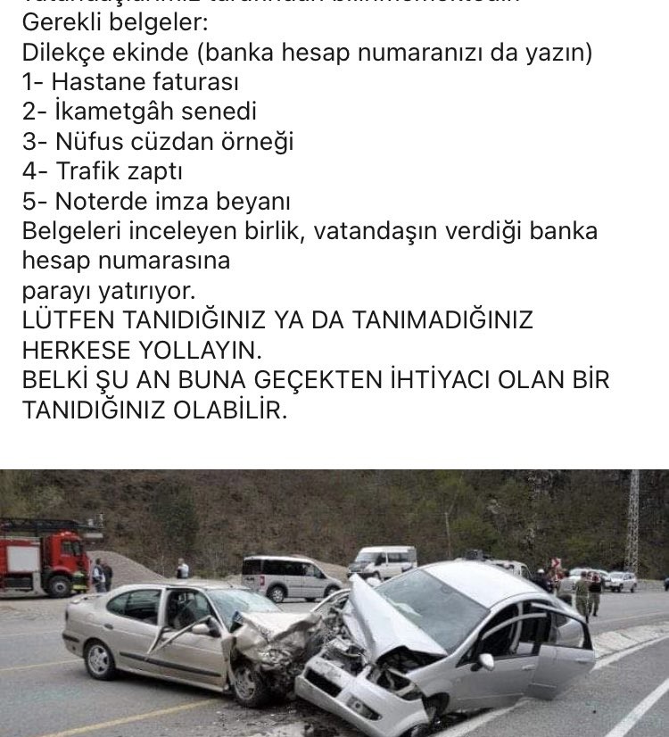 ARABASI OLAN MUTLAK OKUSUN

size çarpan araç olay yerinden kaçmış ve BELİRLENEMEMİŞ İSE veya çarpan aracın sigortası yoksa bütün hastane masraflarını cebinizden yapmışsanız faturayı aşağıda bahsi gecen sigorta fonuna veriyorsunuz.

Sigorta Fonu size cebinizden ödediğiniz ✅⏬