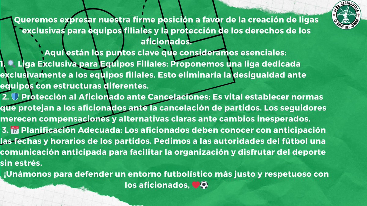 navaldeljarama's tweet image. ¡Creación de ligas exclusivas para equipos filiales y protección a los derechos de los aficionados YA!