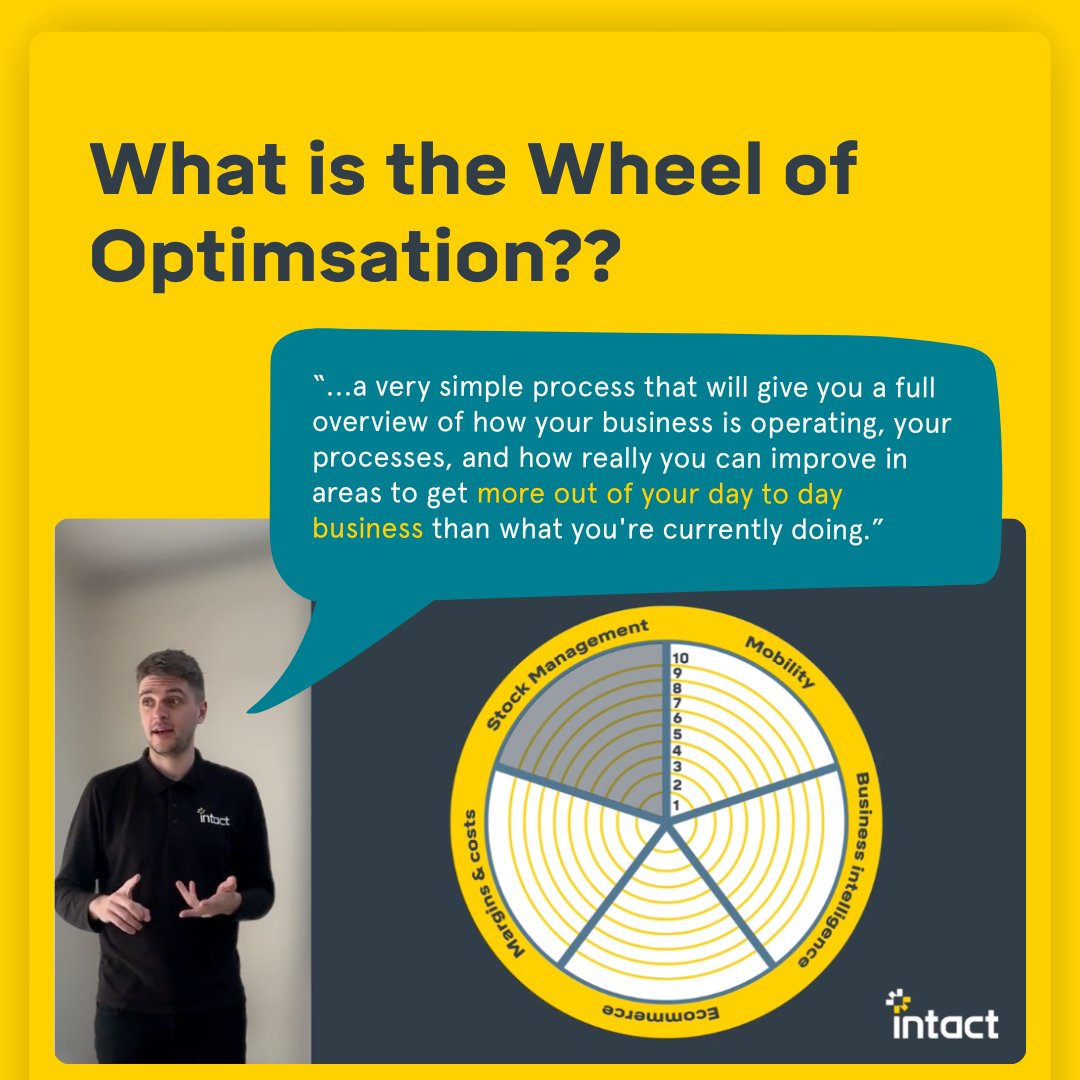 IntactSoftware's tweet image. If you're an Intact customer, you can watch our exclusive webinar that guides you through evaluating 5 critical areas of your operations!
Watch the Wheel of Optimisation webinar on your iQ or Xline Hub and discover which areas offer your biggest opportunities for growth! 💛