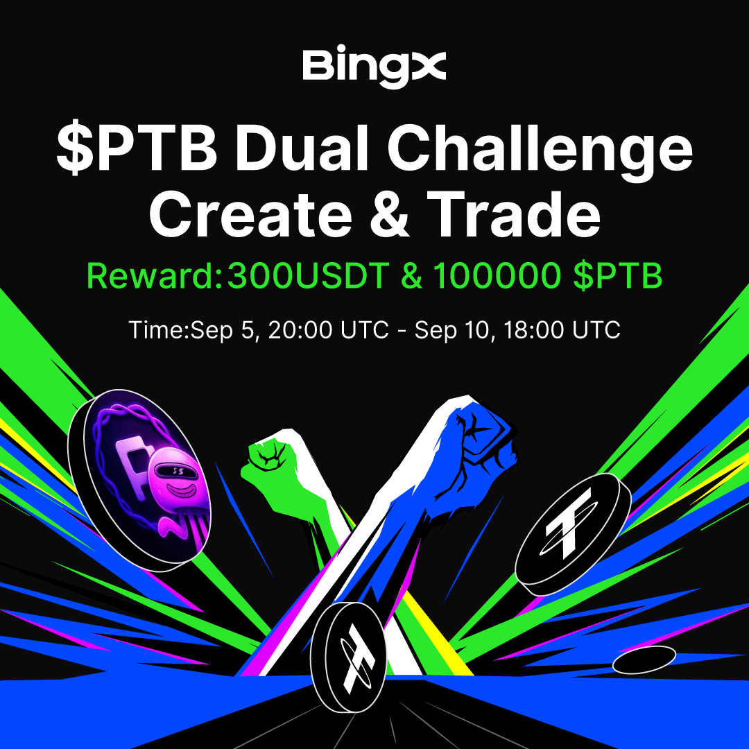 Guess what? The $PTB trading party is live and you’re invited! 🎉 

Join the fun:

1️⃣ Trade $PTB on BingX Spot
2️⃣ Create a $PTB meme and post it in the comments
3️⃣ Submit your UID and trading screenshot here: forms.gle/C5iGbGgLFhQYzF…

When? From Sep 5, 20:00 UTC till Sep 10, 18:00