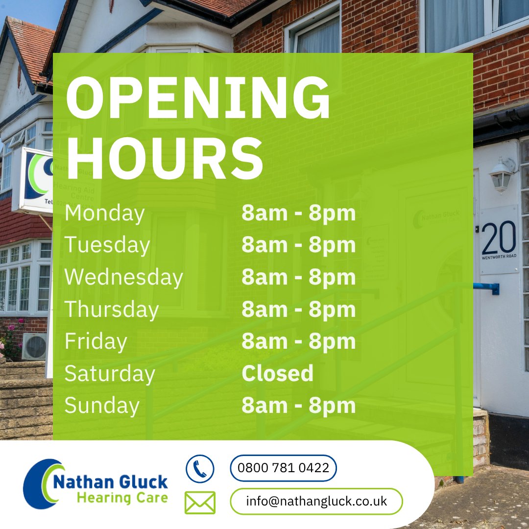 Hearing care should never be inconvenient. 🦻

From early morning appointments to Sunday availability, we are here when you need us the most.

Book your next appointment today 👉 loom.ly/S5lWsBw

#OpeningHours #OpenSundays #HearingCare