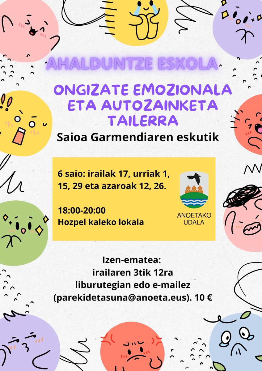 Ahalduntze eskola: ongizate emozionala eta autozainketa tailerra Saioa Garmendiaren eskutik. Izen ematea hilaren 12ra bitarte.