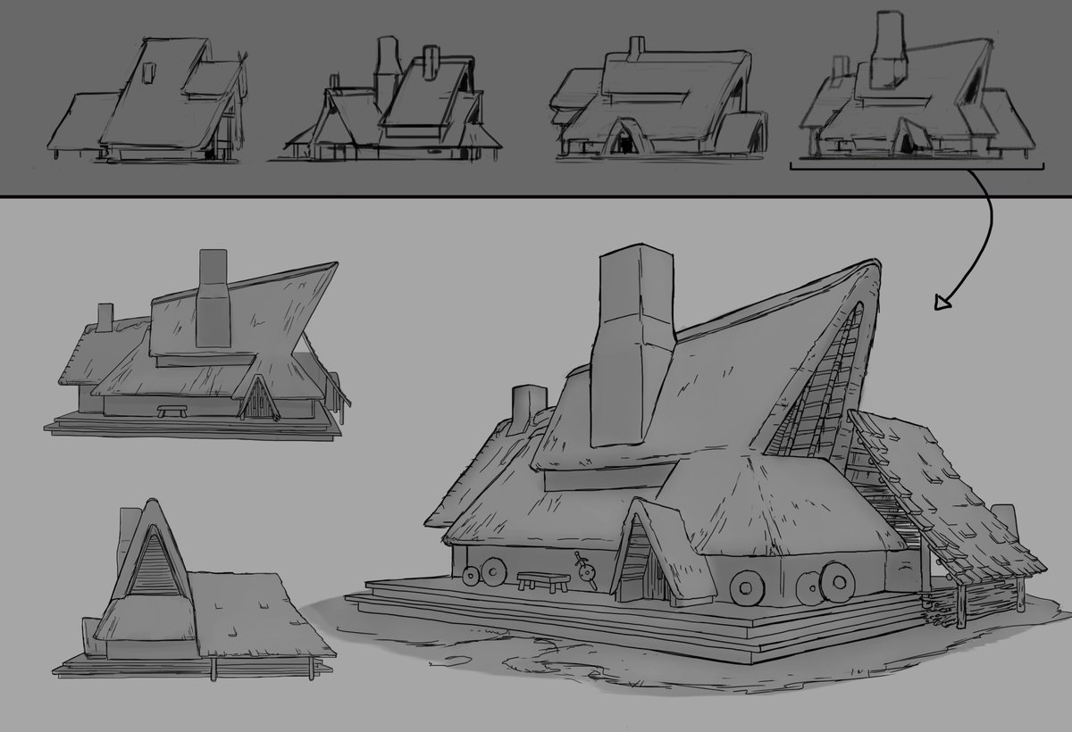 Blacksmith's House 

Did some design sketches, blocked it out in 3D and then drew over it...and it's a house!