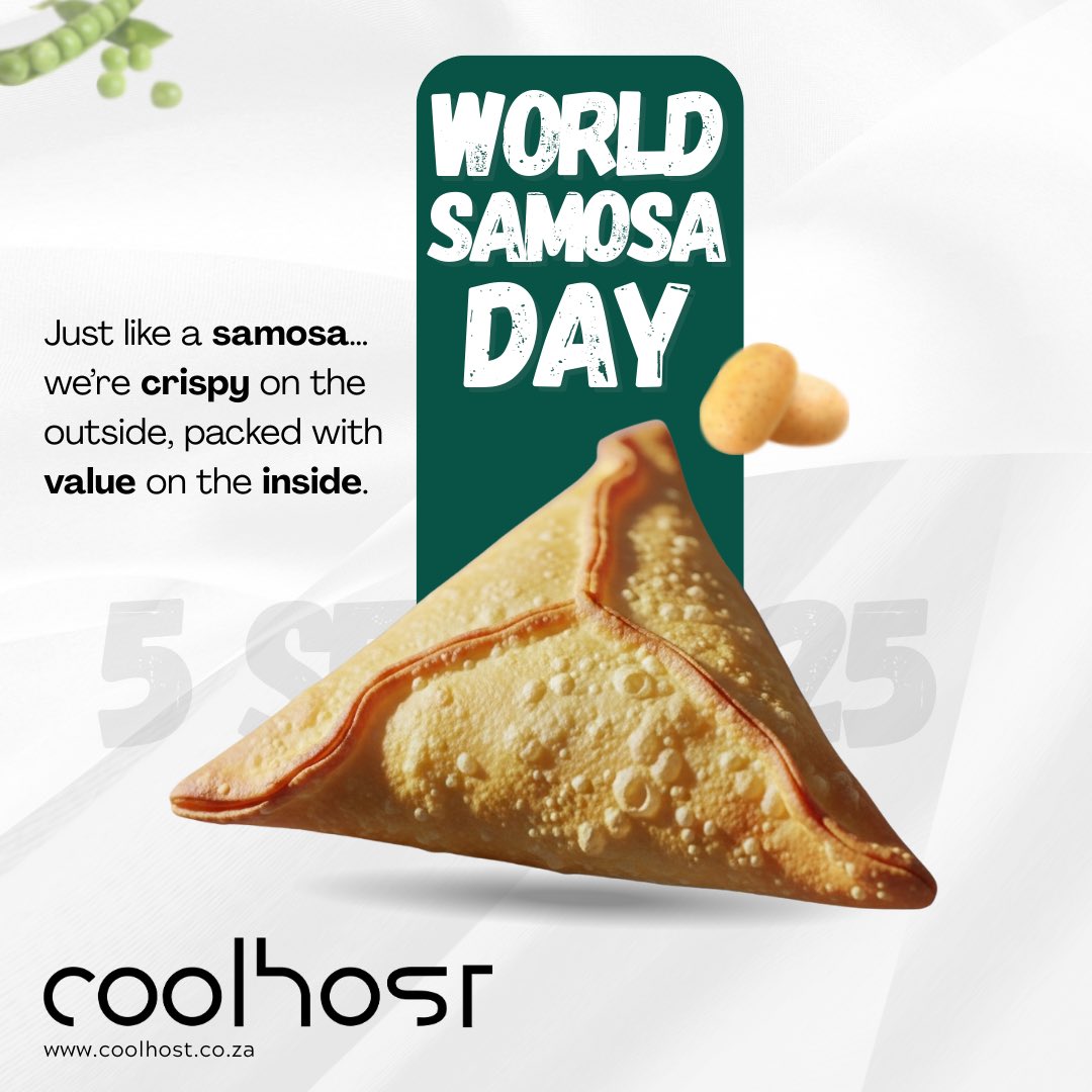 coolhost_za's tweet photo. 🥟🌍 It’s #WorldSamosaDay! Just like a samosa, we’re crispy on the outside &amp; stuffed with value inside. 🔥

The samosa of hosting:
✅ Crispy uptime (99.99%)
✅ Stuffed w/ 24/7 support
✅ Spicy-fast servers 🌶️⚡

#SamosaLovers #CoolHost #WebHostingWithFlavor #HostingMadeDelicious https://t.co/PSDmSfFlTy