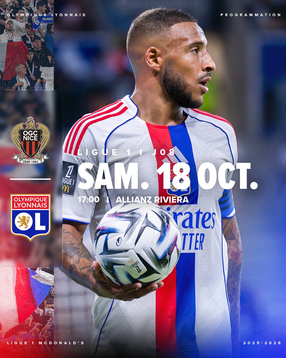 Lugdunews_'s tweet image. 📆 PROGRAMMATION 

#OGCNOL : Samedi 18 octobre à 17h00.
📺 beinsports

#OLRCSA : Dimanche 26 octobre à 20h45 ⚽
📺 ligue1+