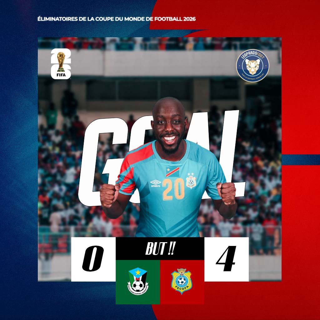 Africa_Univers1's tweet photo. #RDC 57’ | WISSA SCORES!
Yoane Wissa makes it 0-4 for DR Congo in Juba!
#SSDRDC #WorldCupQualifiers #DRC #Team243 https://t.co/3DXIFXMonG