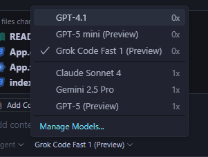 Actually impressed how good the <a href="/xai/">xAI</a> Grok Code model performs in <a href="/code/">Visual Studio Code</a> Copilot. Also seems to not consume any premium tokens until the 10th of September.