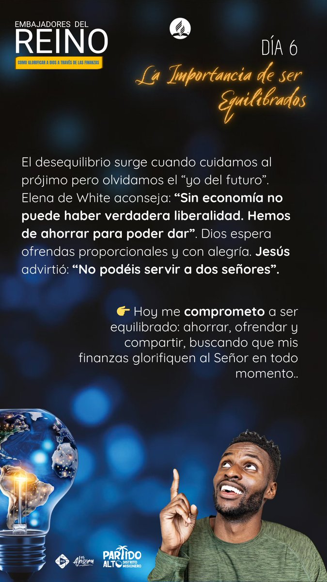 Melbin77's tweet photo. #Día6
Equilibrio es amar a Dios, al prójimo y cuidar del futuro. Ahorrar, ofrendar y compartir son actos de fe.
👉🙏🏽 Hoy decido ordenar mis recursos para la gloria del Señor. #EsAhora
#EmbajadoresDelReino #PrimeroDios #AmorYFidelidad #FinanzasConPropósito #RID #MiNOP https://t.co/kZivMqjEPc