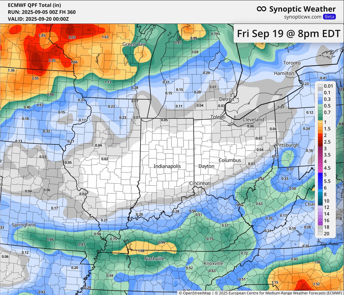 Both the GFS and Euro have zero rain across much of IL/IN/OH the next 15-16 days. 

Can't say you see that very often.