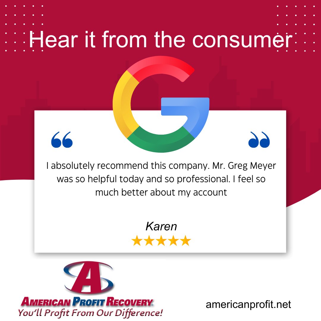 Consumers recommending a collection agency…. Yes, it happens all the time here!