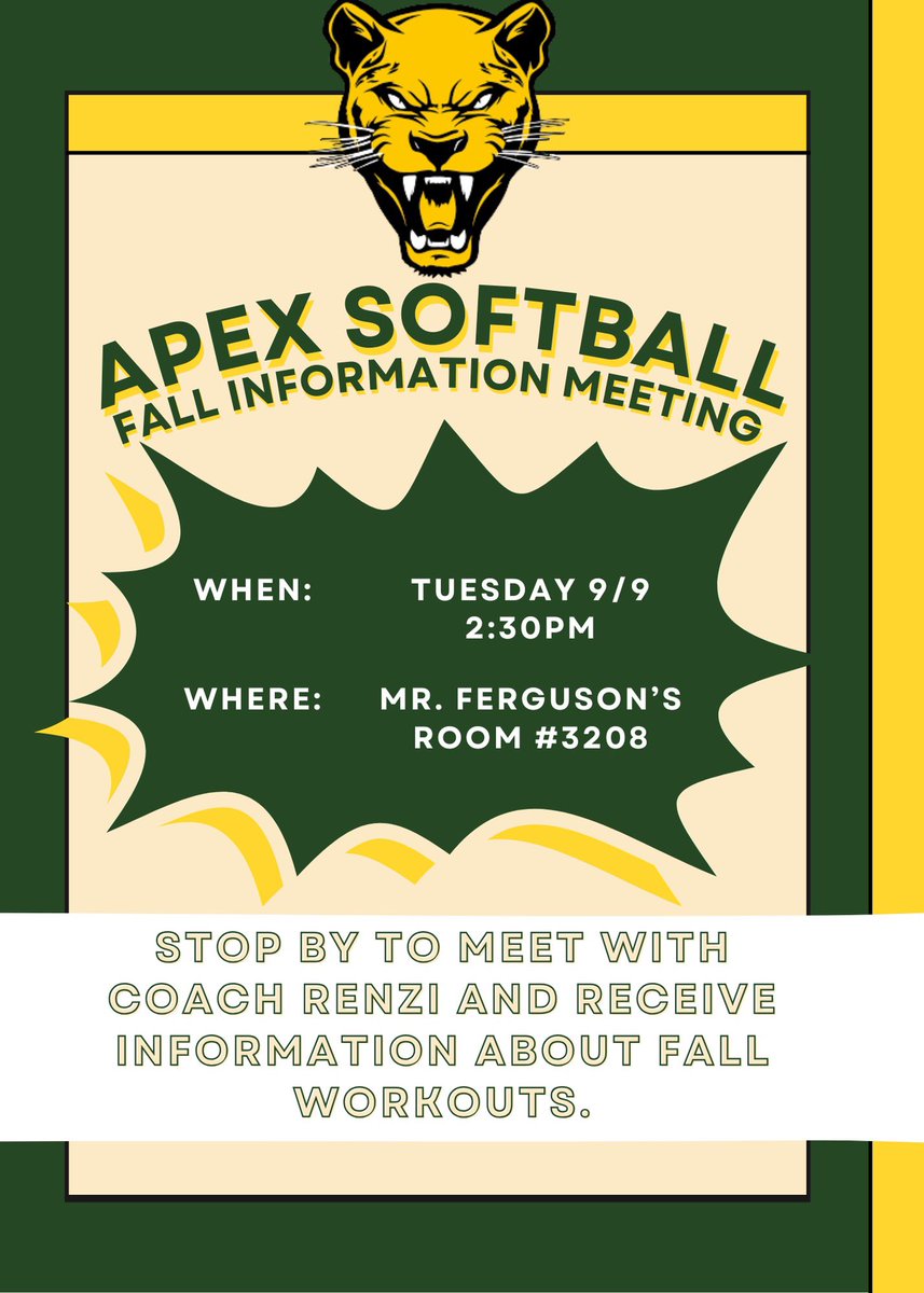 Fall workout season ahead! <a href="/apexcougarclub/">Apex Cougar Club</a> <a href="/apexhsathletics/">Apex Athletics</a>