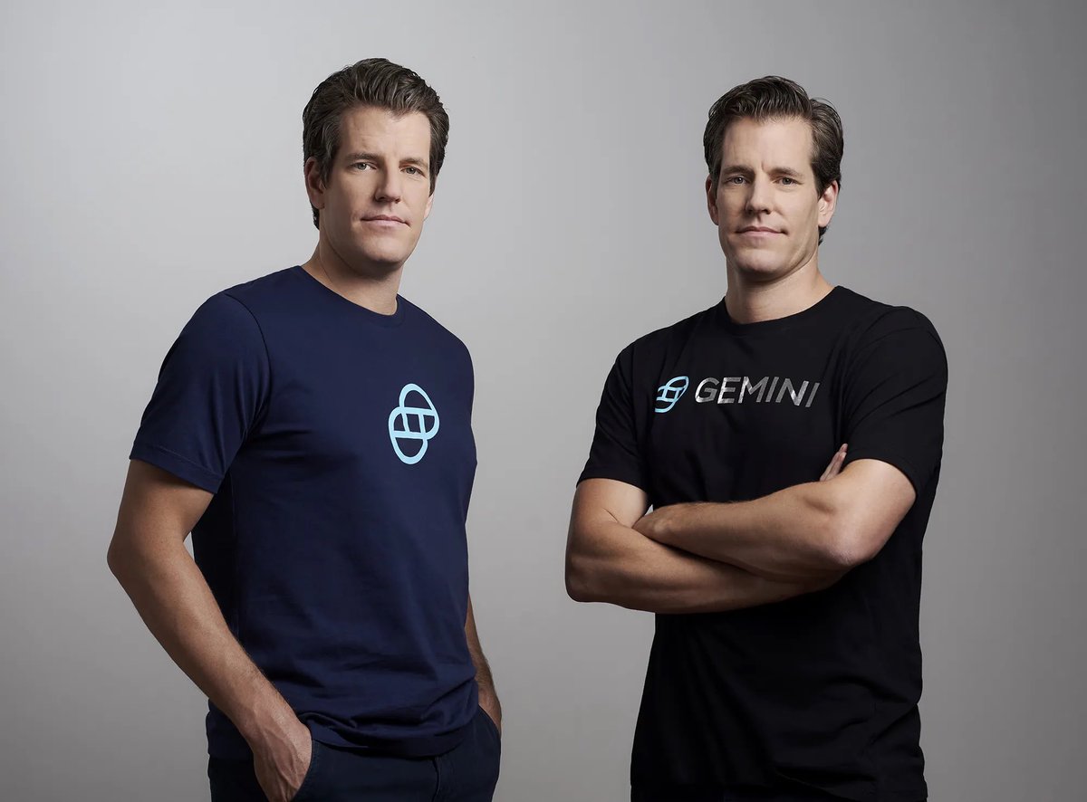 Gemini，美国前三的加密货币交易所创始人是一对双胞胎兄弟Cameron Winklevoss 和Tyler Winklevoss  两人都毕业于哈佛大部分人可能没听过这兄弟两
