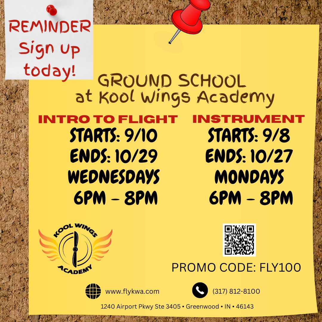 FlyKoolWings's tweet photo. Ground School kicks off this Monday!
📚 Learn the essentials
👨✈️ Train with experienced instructors
🛩️ Take the first step toward the skies
✅ Spots are available – sign up today!
#FlyKWA #GroundSchool #LearnToFly #AviationLife https://t.co/Ou6J4WQKMU