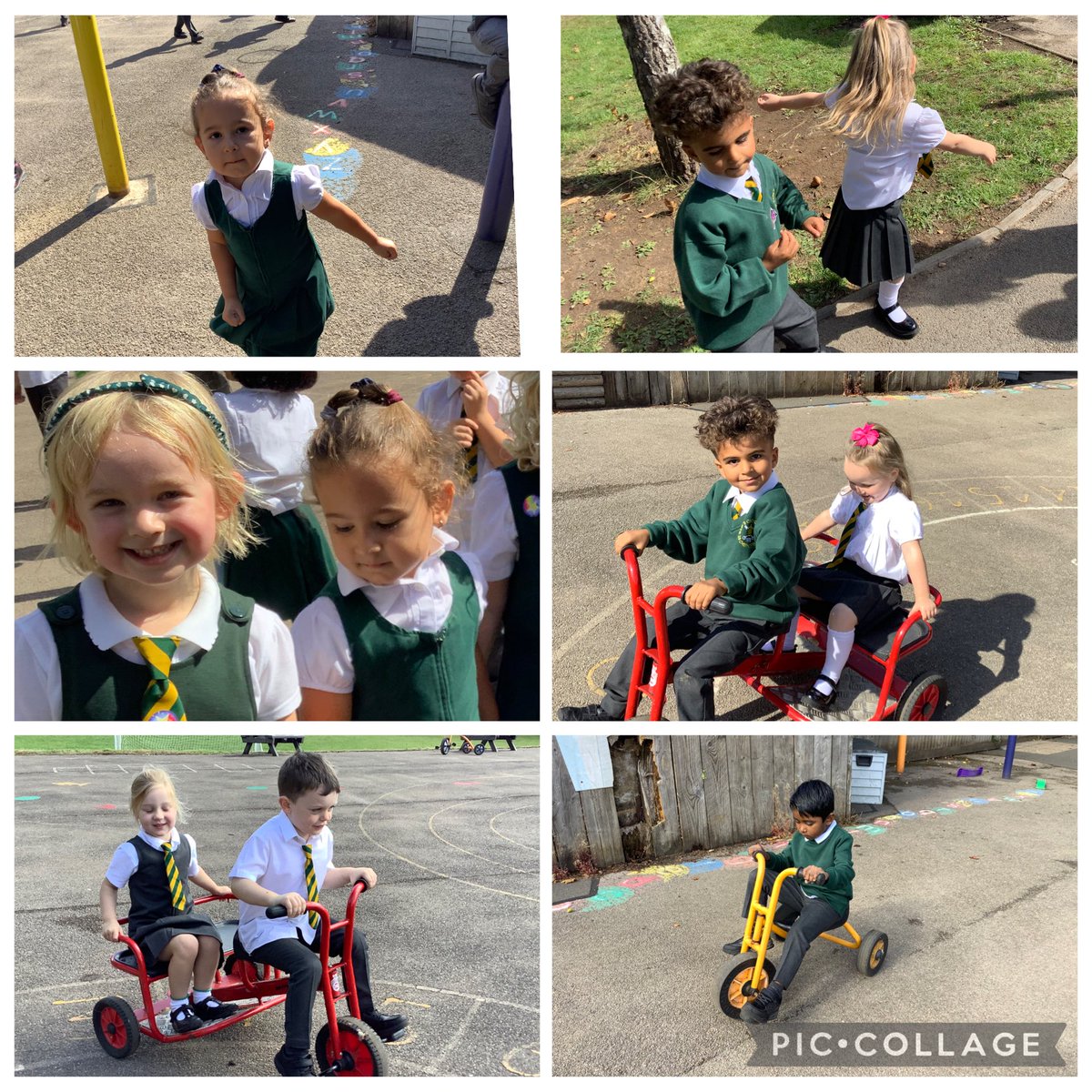Dosbarth Cariad enjoyed dancing at lunchtime and trying out the bikes. #friends