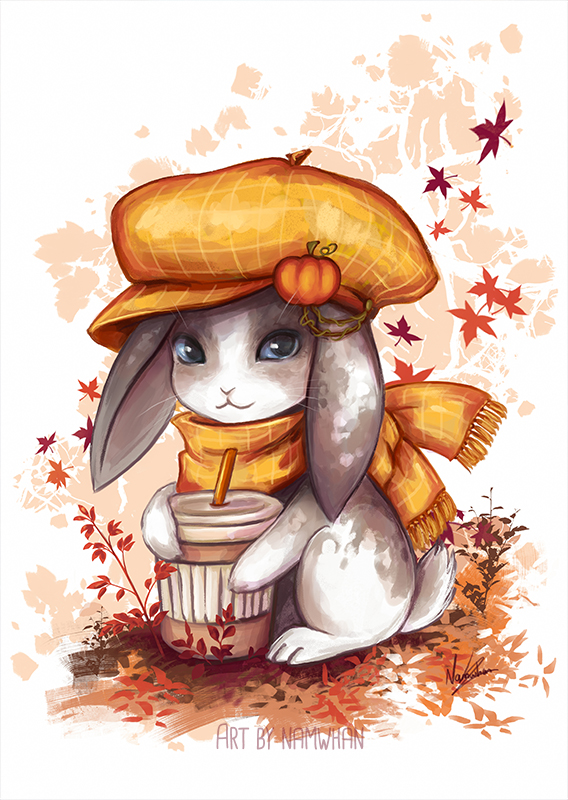 J'ai tenté de faire un lapinou d'automne, qu'en pensez-vous ? J'hésite encore à le faire imprimer. >.<