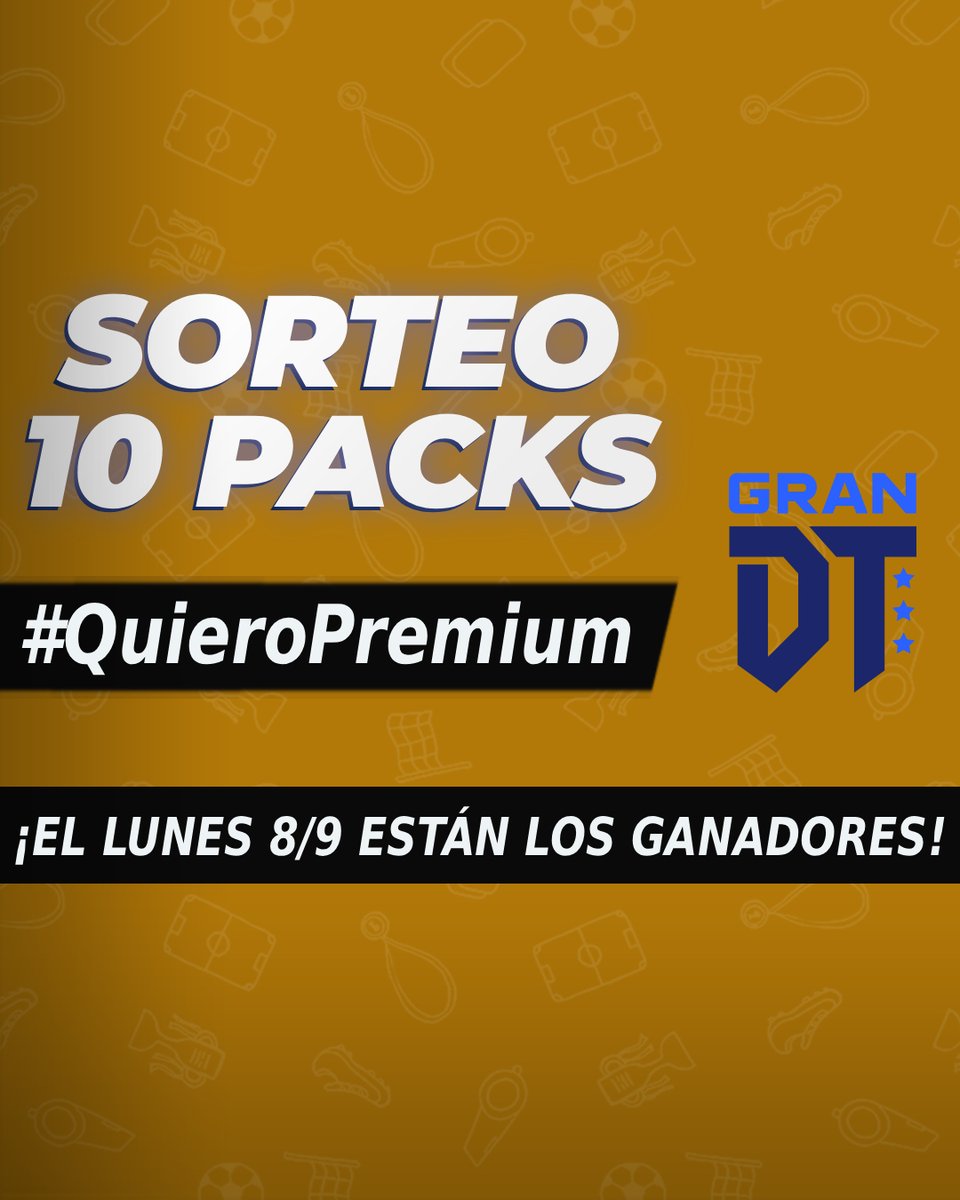 💥🔥 VIERNES DE SORTEOOOOOOOOOO (para no perder la costumbre 😉)

🌎 Por más que estemos en Fecha FIFA, nosotros seguimos acá prendidos y sorteamos 10 PACKS PREMIUM 🤑💸

¿CÓMO PARTICIPAR? 🤔

1⃣ SEGUIR a <a href="/GranDToficial/">⚽️ Gran DT</a> 
2⃣ Darle RT a este tweet
3⃣ COMENTAR #QuieroPremium

⏰🚨