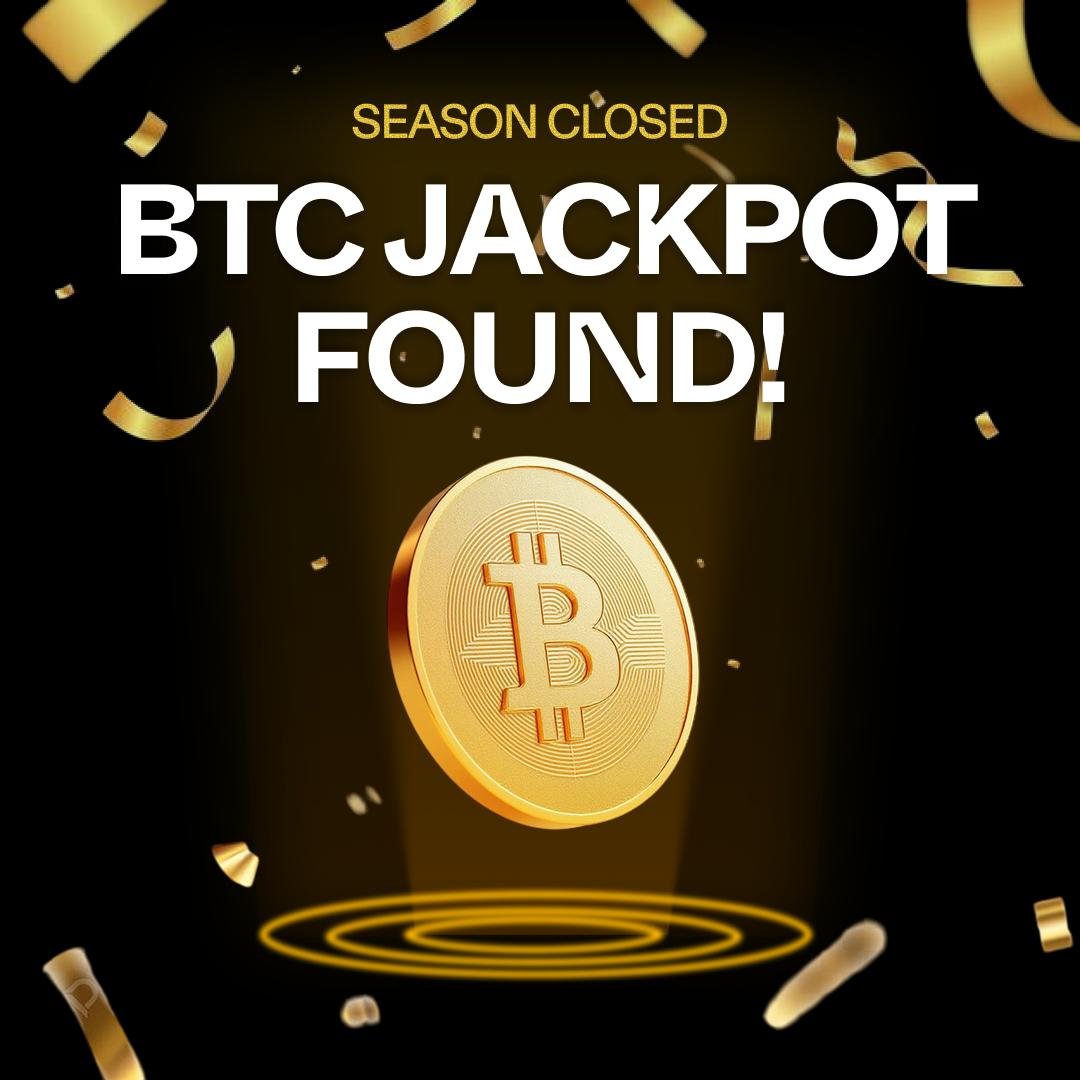 :: SEASON CLOSED ::

🗣 Season II: $BTC JACKPOT DISCOVERED! 

It’s done. The grand jackpot has been struck ⚡️

📍 Operative: <a href="/rom_sensei/">ろむ先生</a>
📍 Efficiency: 19.0%
📍 Reward: 0.19 $BTC — transferred!

With this hit, the season officially closes!

One miner just rewrote their fate ✨