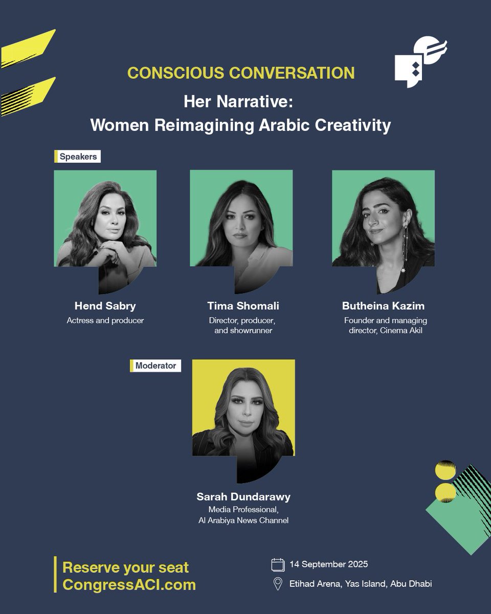 Arab women, bold stories, limitless creativity!

Join us in celebrating the transformative power of Arab women shaping the future of storytelling across TV, film, and digital media.

Don’t miss the session "Her Narrative: Women Reimagining Arabic Creativity" led by the Media