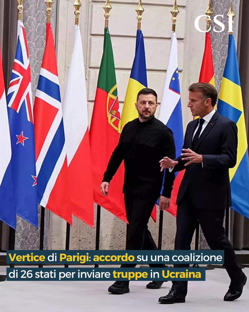 🤝🏼🇺🇦 I leader riuniti nel Vertice di #Parigi sembrano aver trovato l’accordo su una “coalizione di volenterosi” composta da 26 stati per inviare truppe in #Ucraina.

A cura di Valentina Giovannelli

👇
instagram.com/p/DOOZRAjCJgI/…