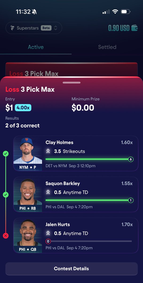 LeRizzle's tweet photo. @fliff I wish Hurts had a touchdown last night…. I would have been rich! https://t.co/qHaajj9wjl