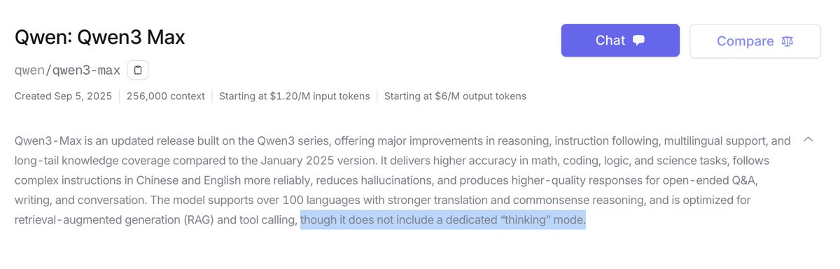 Qwen 3 Max has no "thinking", interesting