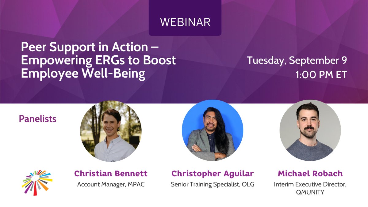 👉Join us on September 9 at 1 PM ET for an exclusive partners-only webinar. Peer support provides strategies to navigate conflict, challenge discrimination in the workplace, and cope with issues outside of the workplace that 2SLGBTQIA+ people face.
 ow.ly/XX8m50WPTho