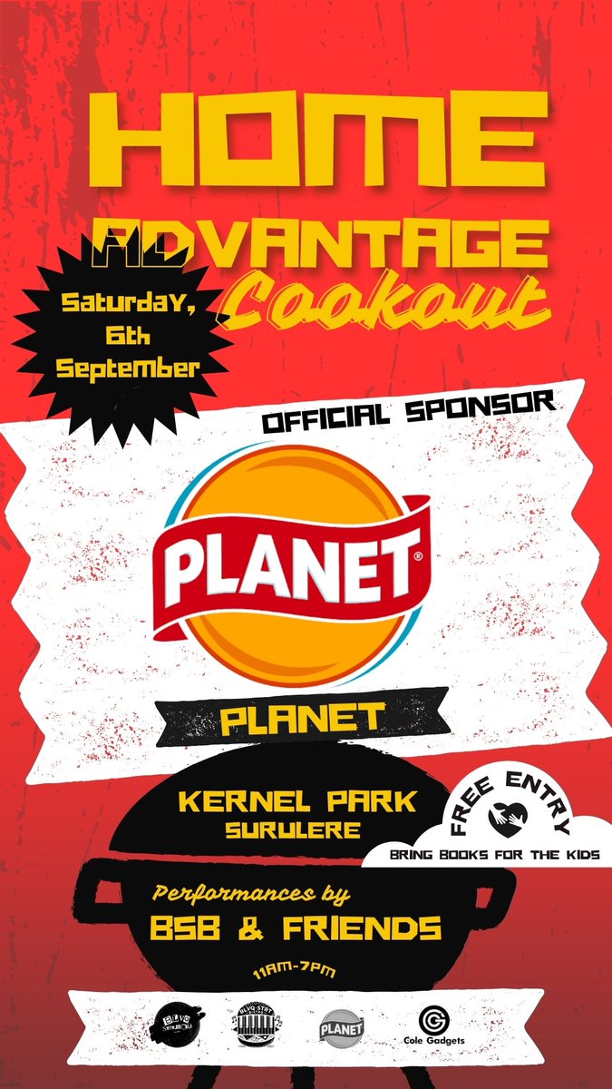 blvqstrtboiz's tweet photo. 4 Pics, One Word - Gratitude 🙏🏽 

Big Shoutout to our sponsors for bringing the Vibe to The Home Advantage Cookout. 🍔🎵🔥 #HomeAdvantageCookout
 
(Don’t Forget to bring a Book 📕)

📍 Kernel Park, Bode thomas. Surulere
📅 Saturday, 06 September 
🕚 11 AM https://t.co/55VnYSrfkN