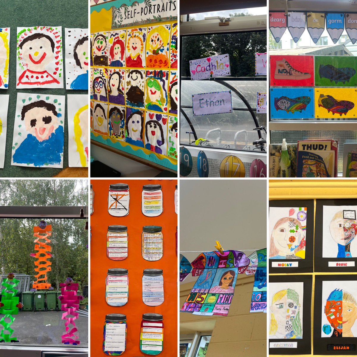 Photo Friday 📸 one photo from each classroom!
JI: Self-portraits 🖼️ 
SI: Self-portraits 🖼️ 
1st: Name art 🎨 
2nd: Shoe art 👟 
3rd: Clowns 🤡 
4th: My talents and hopes 🤞🏼
5th: All about me jerseys 👕 
6th: Self-portraits 🖼️
We look forward to seeing you at the fete tomorrow!