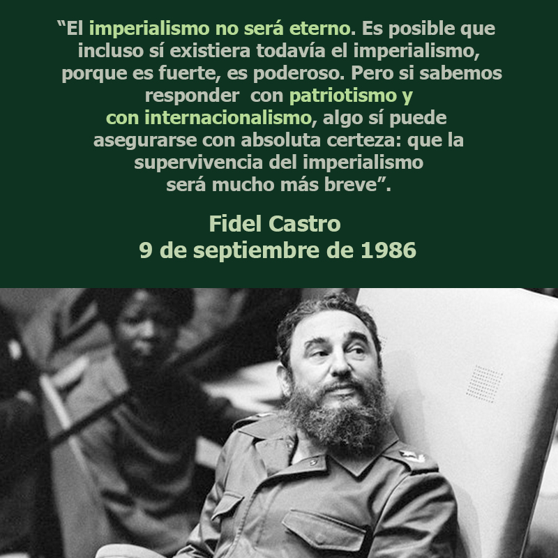 🎙️#FidelCastro: “El imperialismo no será eterno. (...) Pero si sabemos responder con patriotismo y con internacionalismo, la supervivencia del imperialismo será mucho más breve”.

bit.ly/2NkSel0
#100AñosConFidel #Cuba #Revolución #FidelCastro #SomosCuba