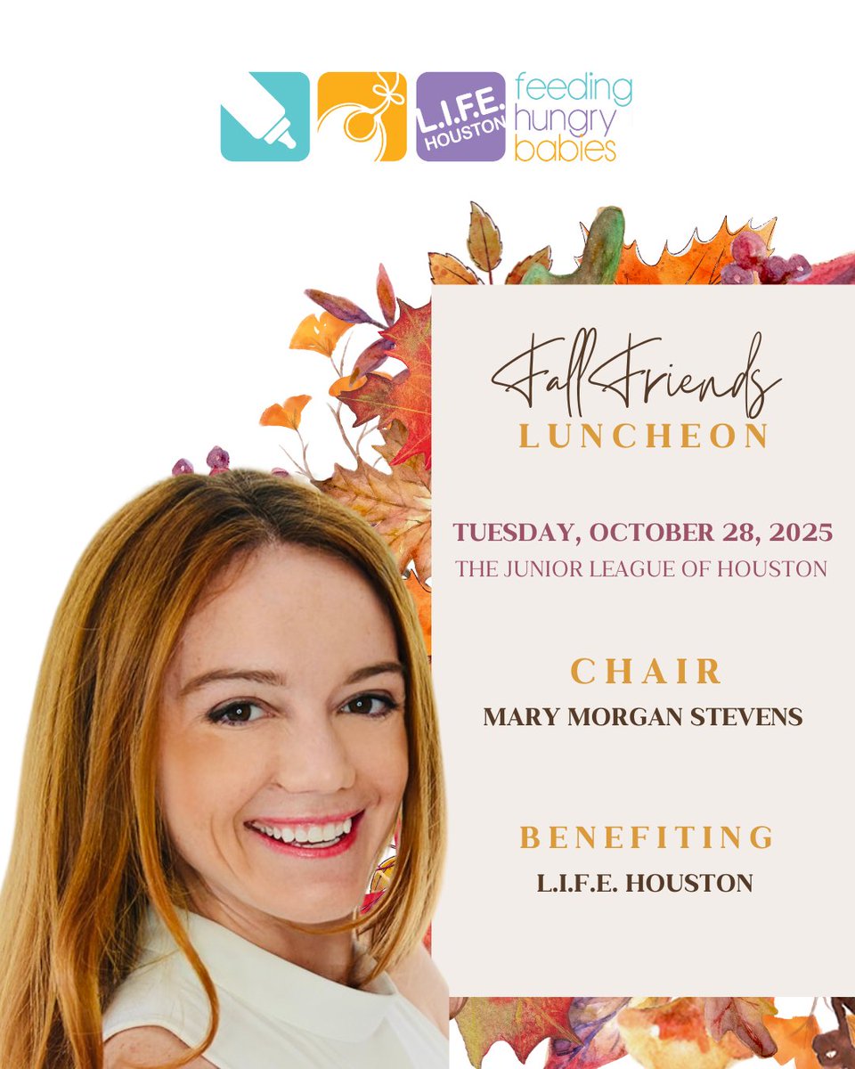 Honoring Mary Morgan Stevens, our Fall Friends Luncheon Chair! 🌟 Her leadership and dedication to L.I.F.E. Houston help advance our mission to end infant hunger. Join us Oct 28! 💛 lifehouston.org/2025ffl