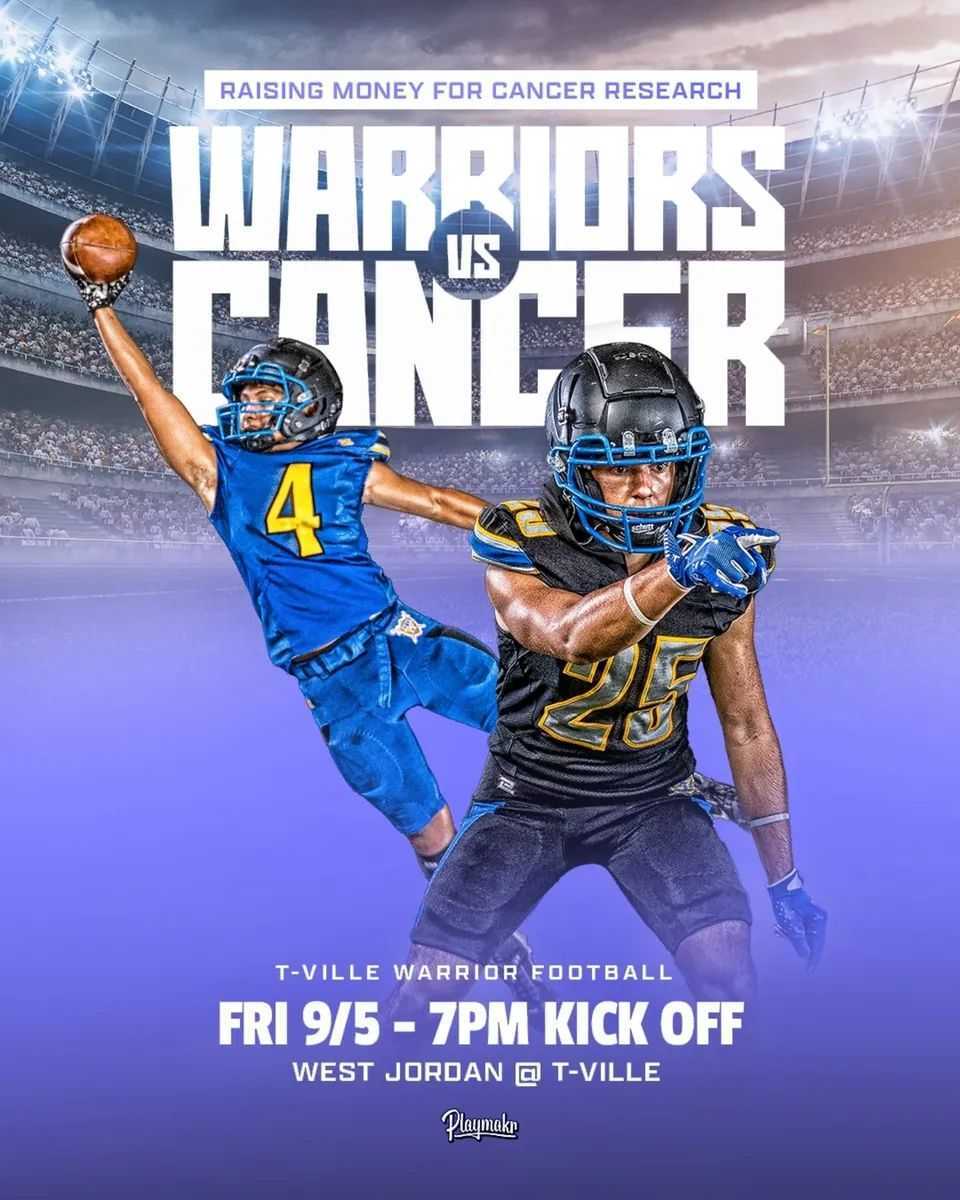 Brandon Thomas (@cheddarmoose) on Twitter photo GAME DAY!
Taylorsville vs West Jordan
<a href="/TvilleFB/">TvilleWarriorFootball</a> vs <a href="/WjJagursFB/">West Jordan Football</a>
<a href="/TvilleUT/">Taylorsville City</a> vs <a href="/CityWestJordan/">City of West Jordan</a>
Warriors vs Jaguars
Come down and support Taylorsville, all while helping a good cause! Proceeds from tonight's game will go towards Cancer Research!
Taylorsville Player Prospects: GAME DAY!
Taylorsville vs West Jordan
<a href="/TvilleFB/">TvilleWarriorFootball</a> vs <a href="/WjJagursFB/">West Jordan Football</a>
<a href="/TvilleUT/">Taylorsville City</a> vs <a href="/CityWestJordan/">City of West Jordan</a>
Warriors vs Jaguars
Come down and support Taylorsville, all while helping a good cause! Proceeds from tonight's game will go towards Cancer Research!
Taylorsville Player Prospects: