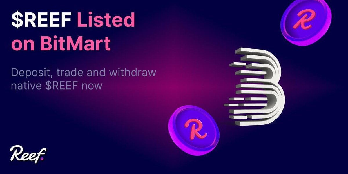 SakhOdOp's tweet photo. $REEF Returns to BitMart — with Full Native Support
After nearly three years, we are excited to announce that $REEF has been relisted on BitMart! This relisting marks a major milestone for Reef Chain!
Read more: https://t.co/wTFXNSMb19 https://t.co/LS8BaP8MT8