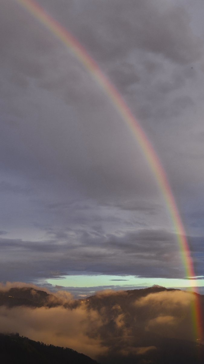 O_arra_'s tweet photo. After days of rain and devastation, the sky finally opened. First a sunset after so long, and today a rainbow 🌈 Nature’s way of reminding us—happier days will return. 💙

#shimla #himachal #rainbow #hope https://t.co/W4kPxye3ir