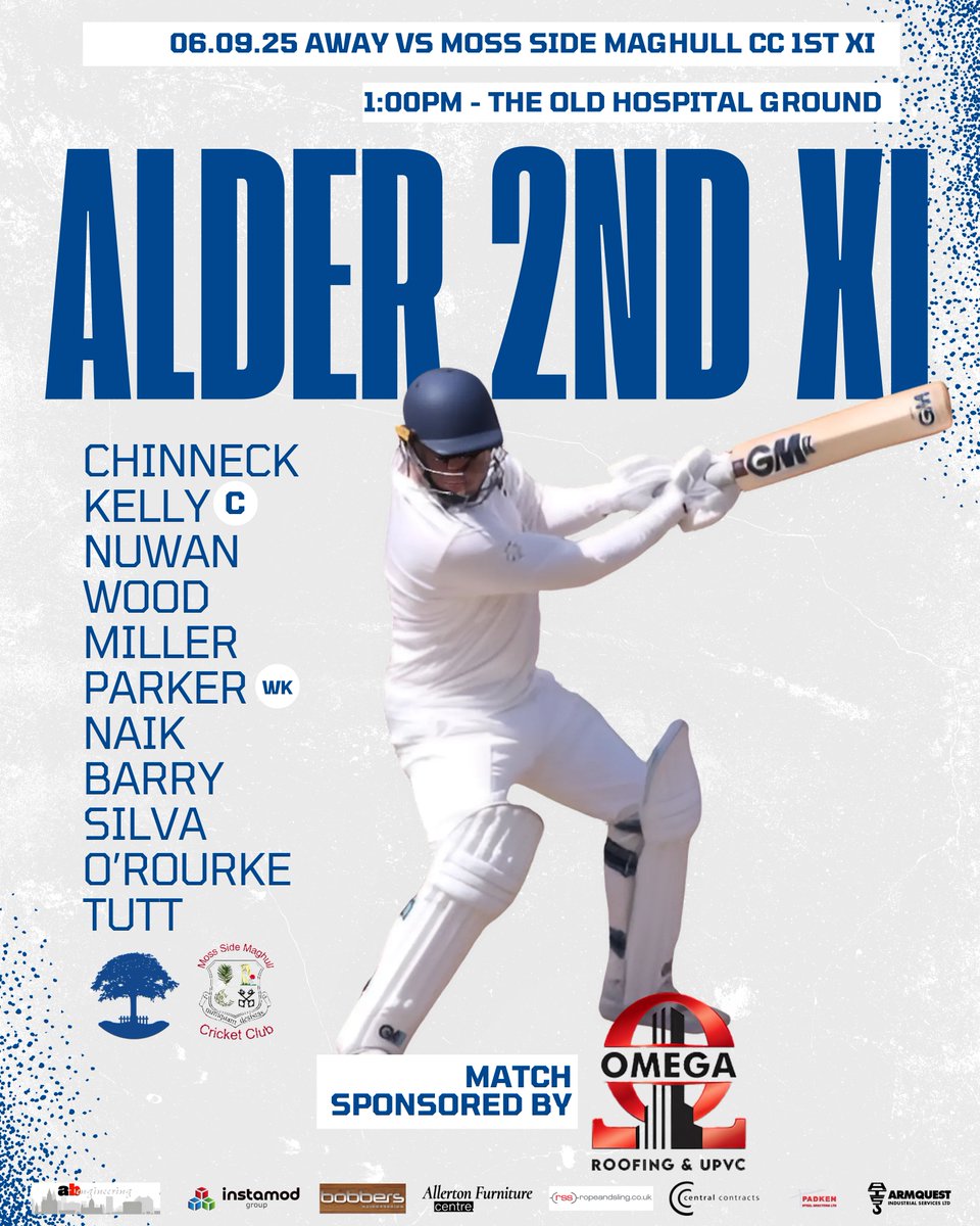 ALDER CC LINEUPS - SATURDAY 6TH AUGUST

1st XI - HOME vs <a href="/MossleyHill_CC/">Mossley Hill Cricket Club</a> 
2nd XI - AWAY vs Moss Side Maghull

No Sunday XI game - opposition conceded

Up the Alder!