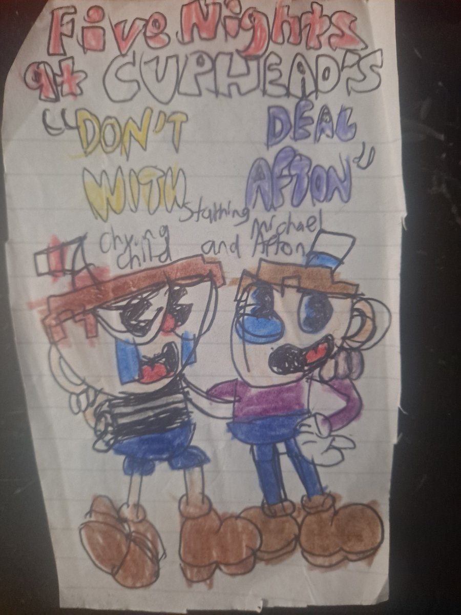 Fnaf and cuphead crossover art I did like three years ago