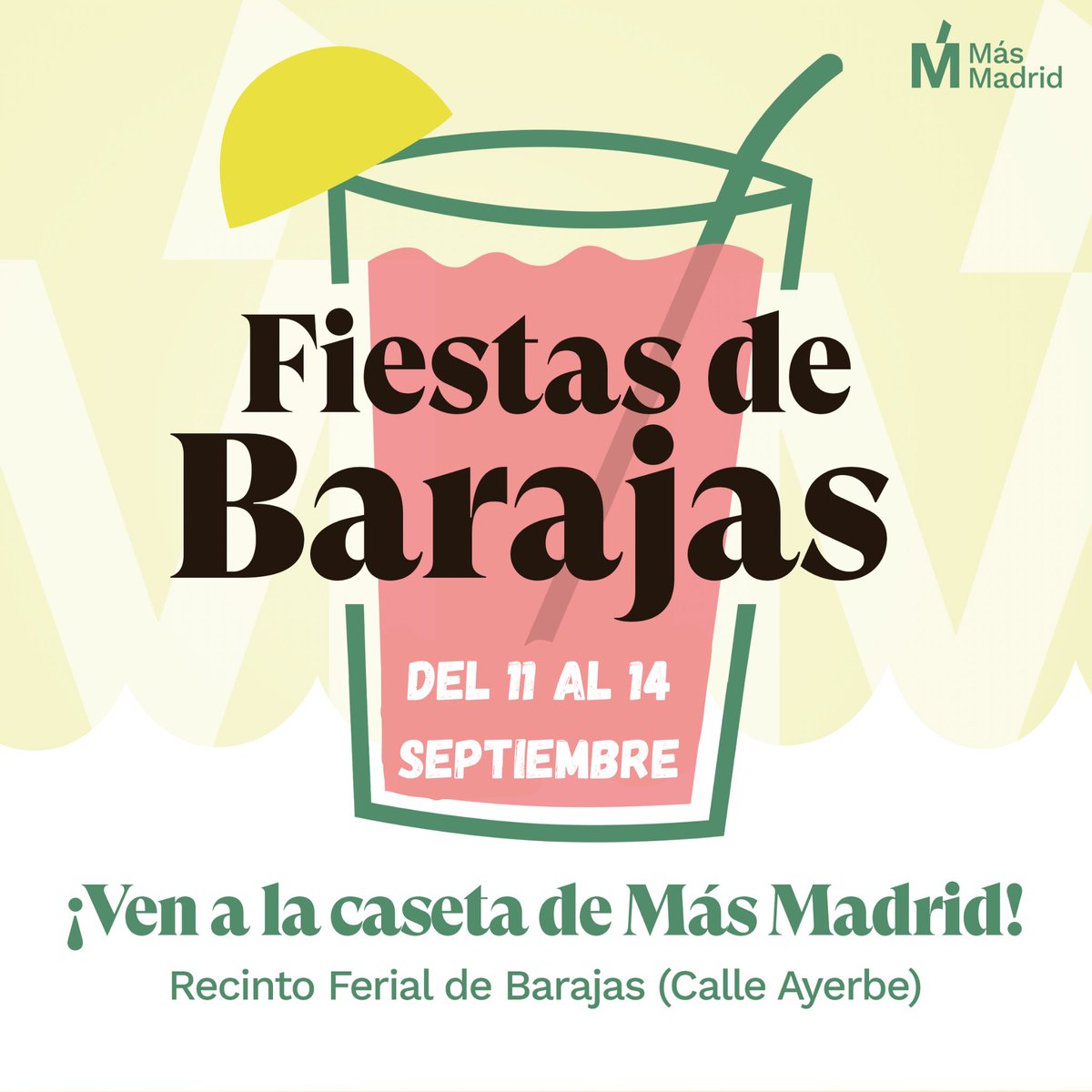 Un año más llegan las Fiestas de Barajas y con ellas la caseta más molona y popular. 😏

¡La Caseta de Más Madrid | Barajas! 🎊

¡Os esperamos! 🕺🏼💃🐶