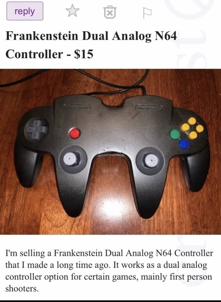 retrorobreviews's tweet photo. What is this monstrosity?!!! Who did this and why?!!! I wonder which #Nintendo64 game would need a controller like this lol. #retrogaming #n64 #n64controller #Nintendo #Frankenstein https://t.co/DmEkfqCN1P