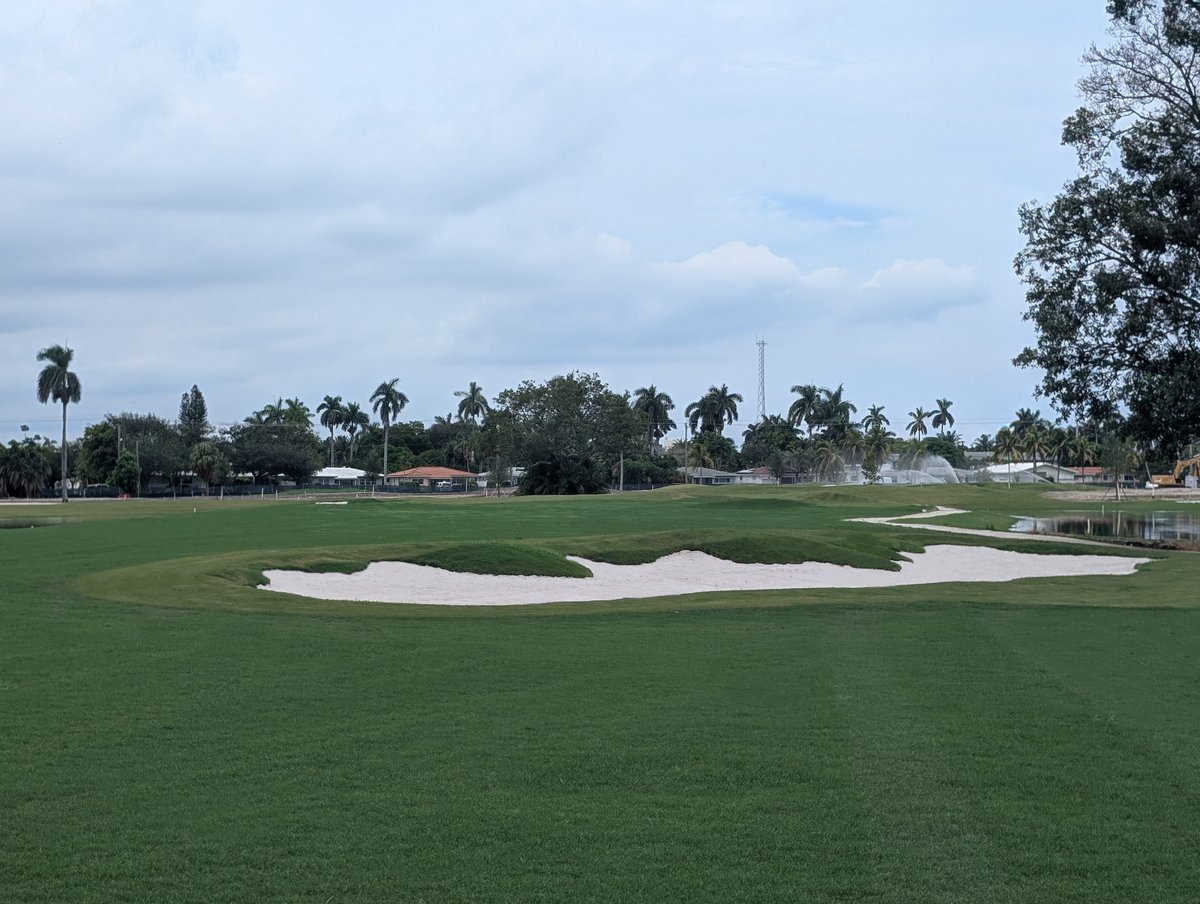 Grassing continues at Hollywood Beach GC. Starting to paint fairway lines. The little touches of how the lines move and frame the ripples in the fairways and mounding conceals how flat this property was (7' of elevation change). Hats off to <a href="/JoshMcCumber/">Josh McCumber</a> on the grow-in progress!