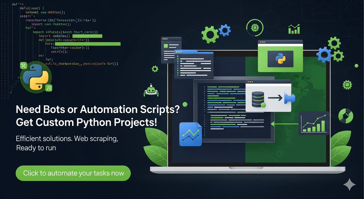 ProgressOne10's tweet image. Automate Your World with Python.

Let&apos;s build a solution together.

I create custom Python scripts and projects to automate your daily tasks, from simple job automation to complex bot development.

go.fiverr.com/visit/?bta=221…

#PythonProjects #Coding #AutomationSolutions