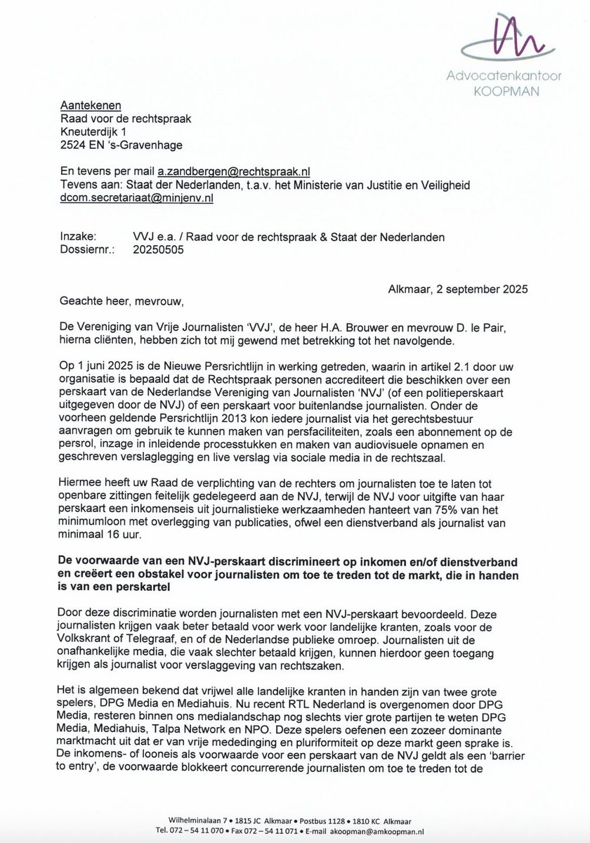 Tijdens diezelfde <a href="/blckbxnews/">blckbx</a>  today uitzending, spraken we ook over de sommatiebrief die is uitgegaan naar de Raad voor de rechtspraak, inclusief het verzoek de brief aan alle rechters te versturen. 

De brief is een verzoek de nieuwe Persrichtlijn (2025), die door de gerechten