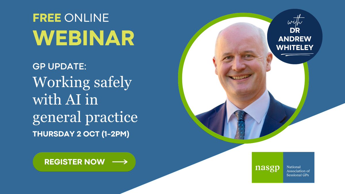 Want to learn more about AI in general practice but not sure where to start? 

Dr Andrew Whiteley, a GP and founder of Lexacom, is here to help at our October members-only webinar:  nasgp.org.uk/webinars/

<a href="/LexacomDictate/">Lexacom</a> #TeamGP #AI
